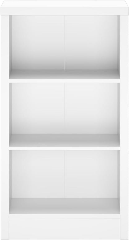 furtble Narrow 3-Tier Bookshelf, 23.6 Inch Wide Storage Shelf - Space Saving Floor Standing Bookcase for Small Spaces, Home Office, Bedroom, Easy to Assemble with Thick Wood, White