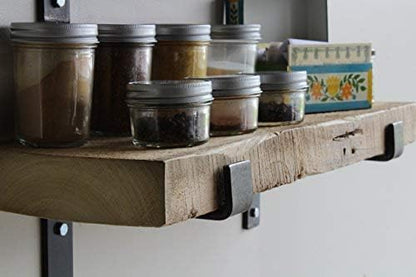 Urban Legacy Accent Shelves | Reclaimed Barn Plank | Set of 2 with Full Brackets (Natural 24" x 7" x 2")