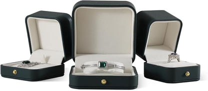 Ring Box, Leather Ring Case,Premium Mens Jewelry Box,Luxury Ring Box For Proposal,Dark Green Ring Boxes