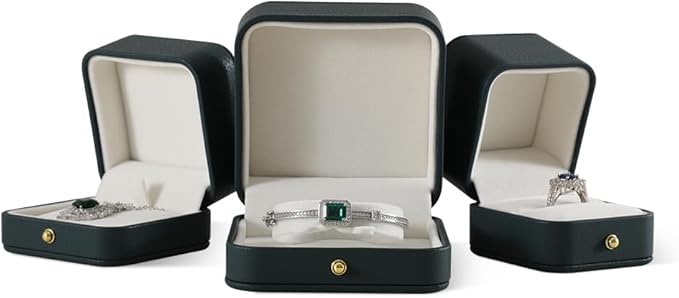 Leather Bracelet Gift Box for Men - Premium Small Luxury Bangle Box (Dark Green)