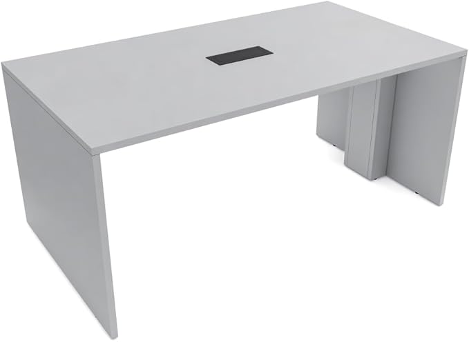 SKUTCHI DESIGNS INC. 4 Person Collaboration Table | Face-to-Face Desk | 36x66 All Laminate Team Desk with Power and Data | Fog Gray and Black