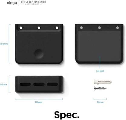 elago Universal Remote Holder Mount Compatible with Apple TV Remote and All Other Remote Controls - Adhesive Tape or Screw Mounting Options, Available Wired Charging [Large] [Black]