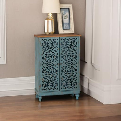 Sophia & William Tall Storage Cabinet 47.4", Decorative 2-Door Tall Accent Cabinet for Living Room, Dining Room, Blue