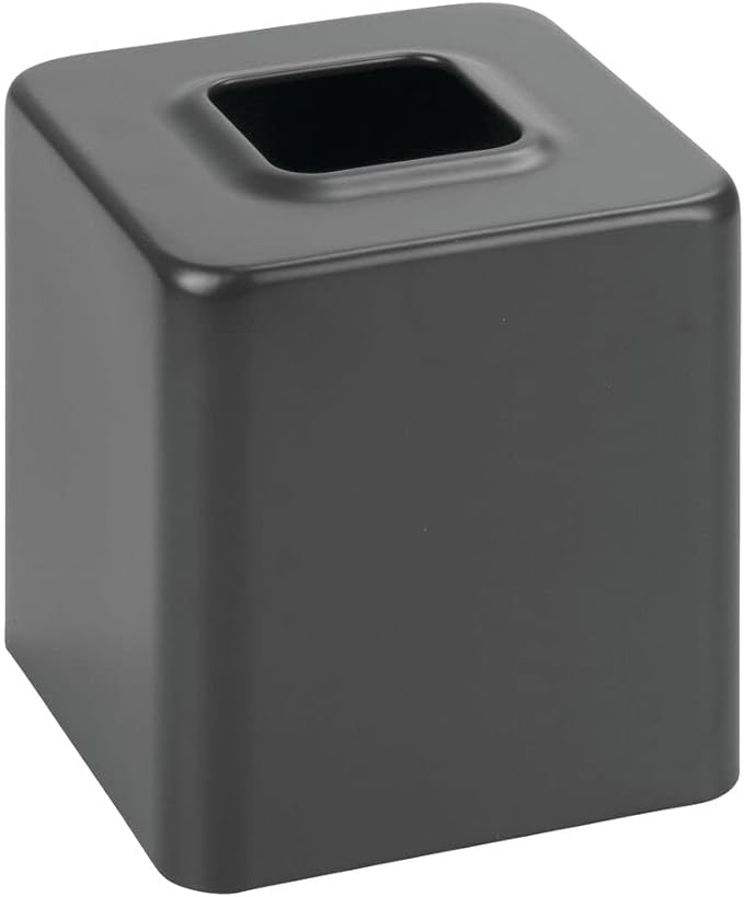 mDesign Metal Square Tissue Box Cover, Modern Facial Paper Holder - Accessories for Bathroom Vanity Countertop, Bedroom Dresser, Night Stand, Desk, Office, End Table - Unity Collection - Graphite Gray