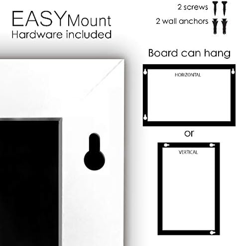 Loddie Doddie Magnetic Chalkboard Sign - 11 x 14 in, White Frame, Mounting Hardware - Easy-Erase Message Center - Magnetic Bulletin Board for Photos - Chalk Board Calendar for Wall Organization