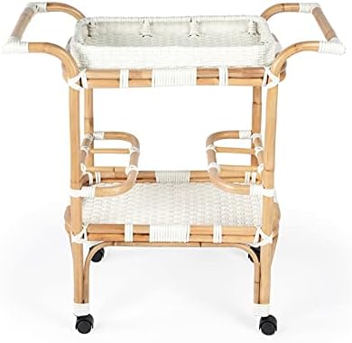 Butler Specialty Company Selena White Rattan Bar Cart