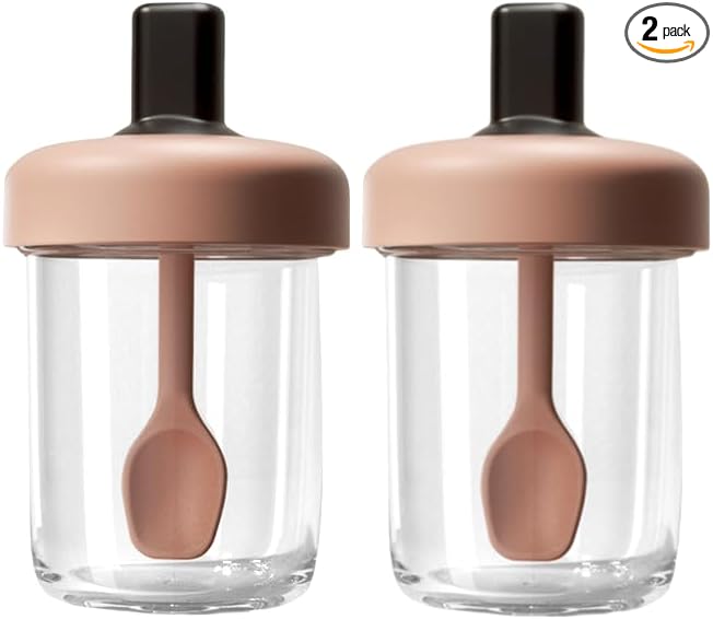 2 Pack Overnight Oats Containers with Lids and Spoons, 13.5 oz Breakfast Yogurt Cup to Go, for Milk, Cereal, Oatmeal (pink+pink)