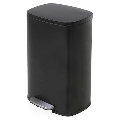 BestMassage 13 Gallon (50L) Stainless Steel Trash Can with Lid, Removable Inner Bucket, Foot Pedal, Soft Close for Home, Kitchen, Office