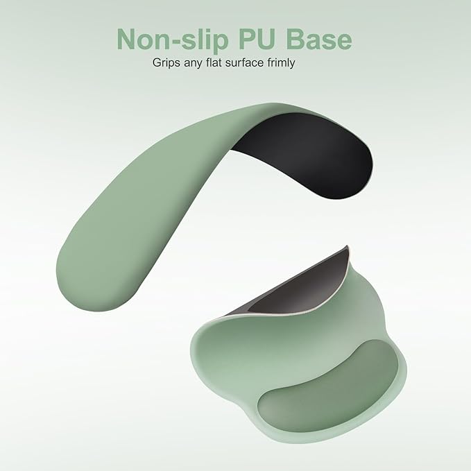 MOSISO Wrist Rest Support for Mouse Pad&Keyboard Set, Circle Curved Ergonomic Mousepad&Coaster Non-Slip Base Home/Office Pain Relief&Easy Typing Pad with Soft Cloth&Silicone Lining, Antique Green