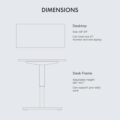 FLEXISPOT EN1 One-Piece Standing Desk with 1-Inch Thick Seamless Desktop, 48"x24" Electric Height Adjustable Desk for Home Office, Multi-Monitor Setups & Easy Assembly, Marble Gray