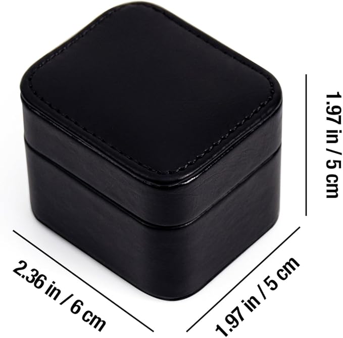 SANQIANWAN PU Leather Wedding Ring Box Jewelry Case for Proposal Engagement Ring Box Jewelry Display Box Gift Box for Birthday and Anniversary (Black-B)
