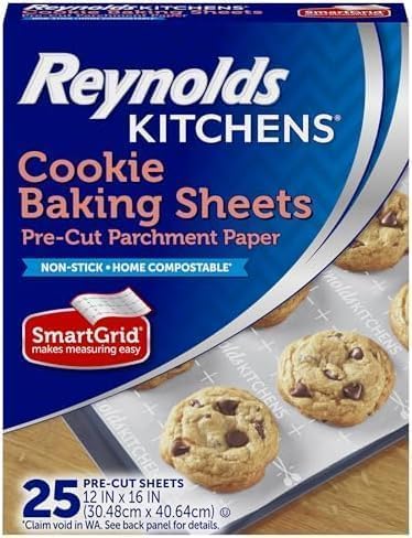 Reynolds Kitchens Cookie Baking Sheets, Pre-Cut Parchment Paper, 25 Count (Pack of 24)