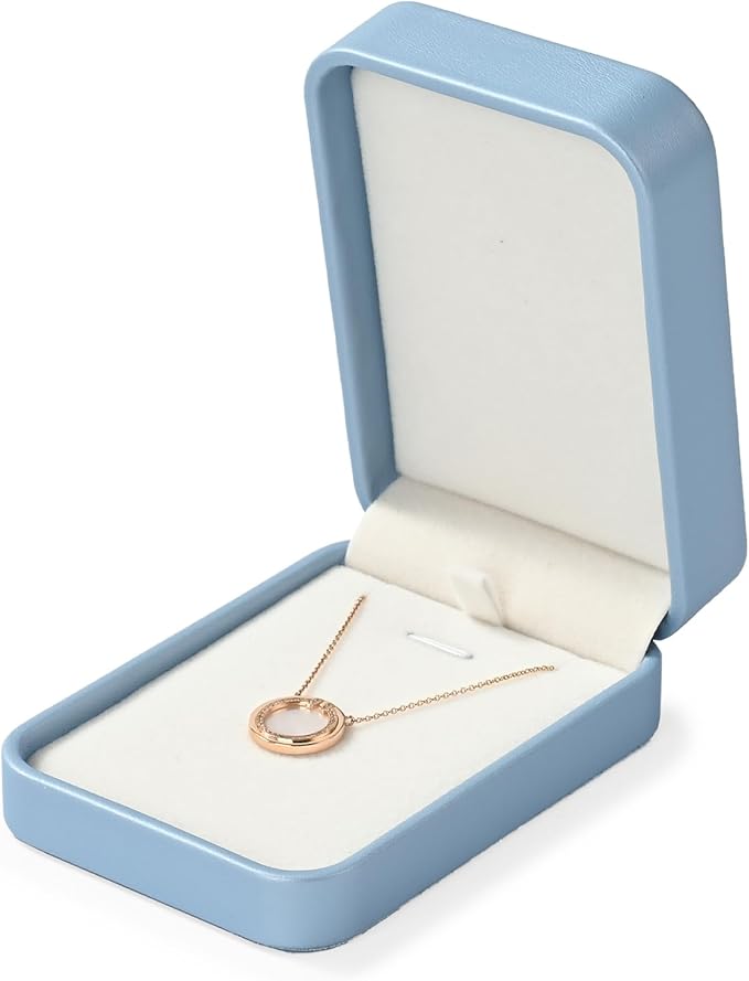 Leather Necklace Box Necklace Gift Box For Jewelry Gift Pendant Box Necklace Case For Birthday, Proposal, Engagement, Wedding, Valentine's Day (Blue)
