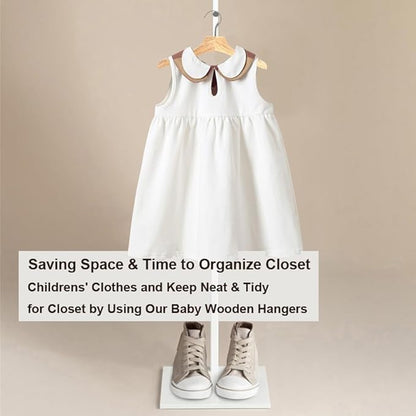 Natural 12.7" Ultra-Thin Wooden Children Closet Clothes Hangers 24PCS Wood Baby Kids Coat Hangers for Infant Toddler Newborn Jumpsuit Pants Skirts Jeans Space Saving Heavy Duty Durable Hangers