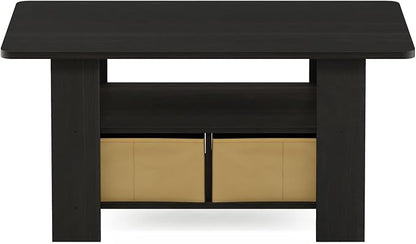 Furinno Coffee Table with Bins, Espresso/Brown
