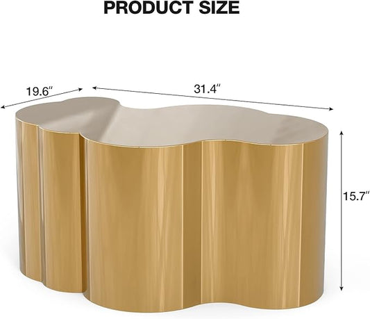 IKIFLY Modern Gold Stainless Coffee Table, Small Cloud Fashion Design Accent Table for Living Room Bedroom