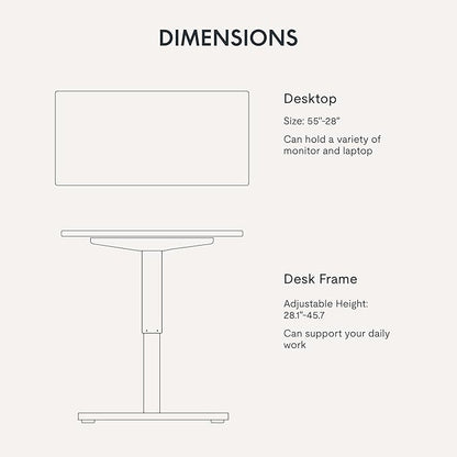 FLEXISPOT EN1 One-Piece Standing Desk with 1-Inch Thick Desktop, 55"x28" Electric Height Adjustable Desk for Home Office & Multi-Device Workstations, Rustic Brown