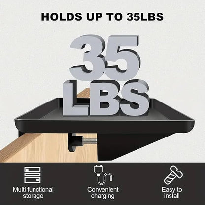 Bedside Shelf for Dorm Room Bunk Bed & Top Bunk, College Dorm Room Essentials, Bedside Caddy, Clip on Floating Desk Tray, Bed Side Table Storage, Loft Nightstand Decor - Cable Catch, Black