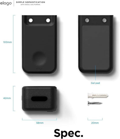 elago Universal Remote Holder Mount Compatible with Apple TV Remote and All Other Remote Controls - Adhesive Tape or Screw Mounting Options, Available Wired Charging [Medium] [Black]
