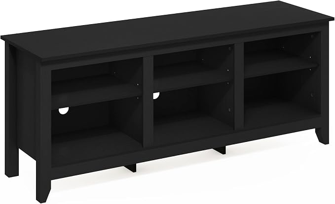 Furinno Jensen TV Stand for TV up to 65 Inch, 2-Tier Black Entertainment Center, TV Console with Cable Management, for Living Room, Bedroom, Dark Americano