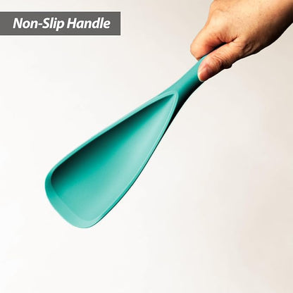 Cooking Spoon for Nonstick Cookwares, VOVOLY Silicone Spoon for Mixing, Scoop, and Scrape,Seamless Design, 12.6'', 2 Pack, Teal