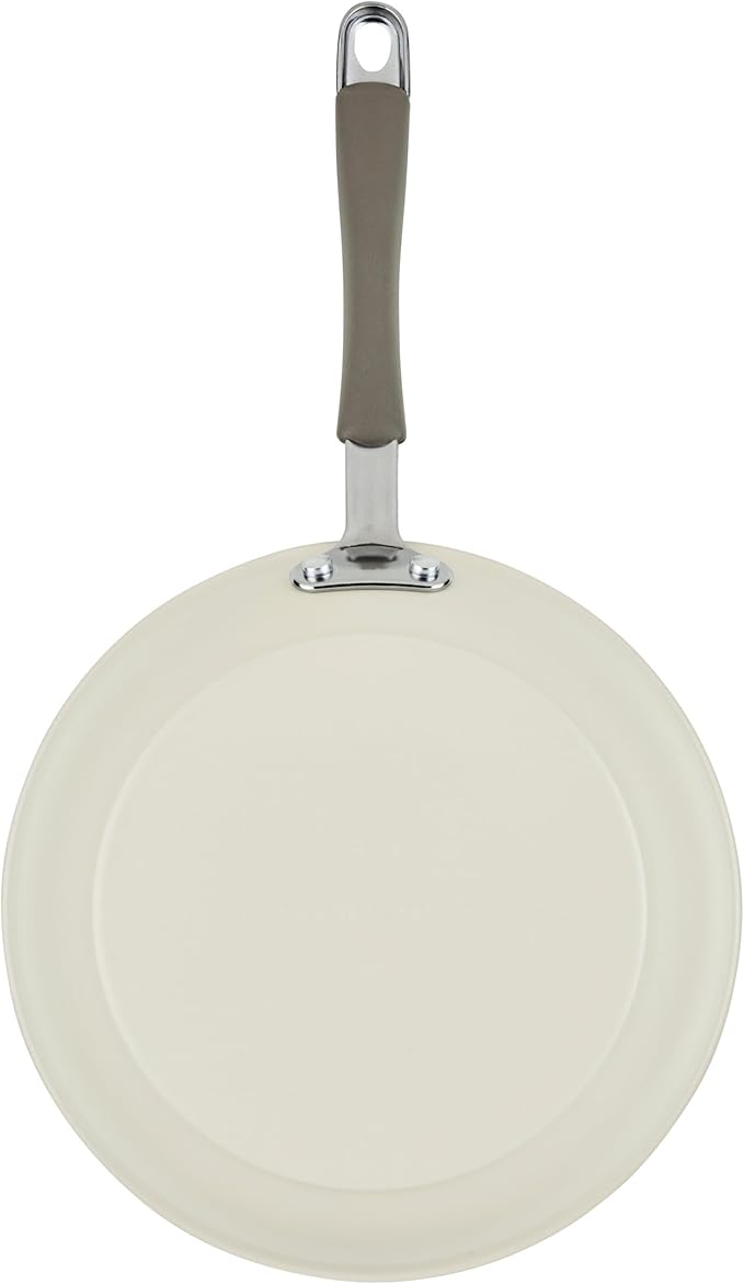 Rachael Ray Cucina Ceramic Cookware Set - 13 Pieces - Ceramic Pots and Pans Set w/Nonstick Frying Pans, Saute Pan, Saucepans, Stockpot, Lids, Pan Protectors - Almond