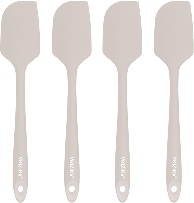 4 Pcs Silicone Spatula Set, 11.4 In, 600°F Heat Resistant Rubber Spatulas for Baking, Cooking & Mixing, Flexible and Non-Stick Kitchen Utensils, Seamless & Dishwasher Safe (Khaki)
