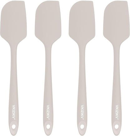 4 Pcs Silicone Spatula Set, 11.4 In, 600°F Heat Resistant Rubber Spatulas for Baking, Cooking & Mixing, Flexible and Non-Stick Kitchen Utensils, Seamless & Dishwasher Safe (Khaki)