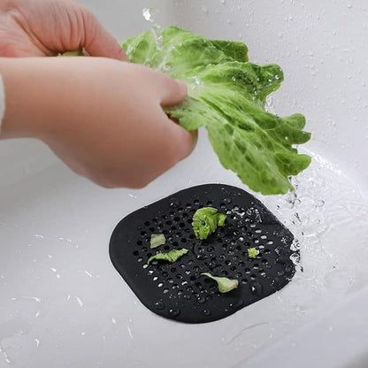 2 Pack Drain Hair Catcher Silicone Drain Protector Hair Stopper with Suction Cup for Shower Kitchen Bathroom Black White