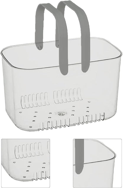 Portable Shower Caddy, Plastic Storage Basket with Handle Box Organizer Bin Drainage Toiletry Tote Bag for Bathroom, Kitchen, College, Gym, Camp (Grey)