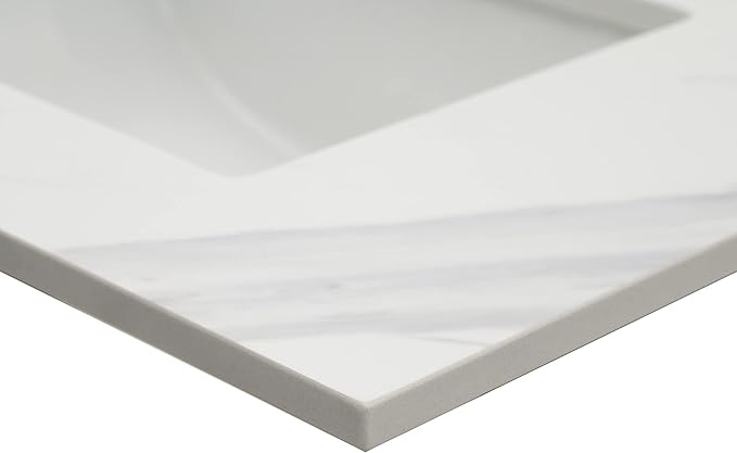 MSI Calacatta Lumas Vanity Top with Under Mount Rectangle Ceramic Sinks, Engineered Marble Stone, 4" CC Faucet Holes, 31"X22"