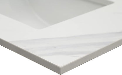 MSI Calacatta Lumas Vanity Top with Under Mount Rectangle Ceramic Sinks, Engineered Marble Stone, 4" CC Faucet Holes, 31"X22"
