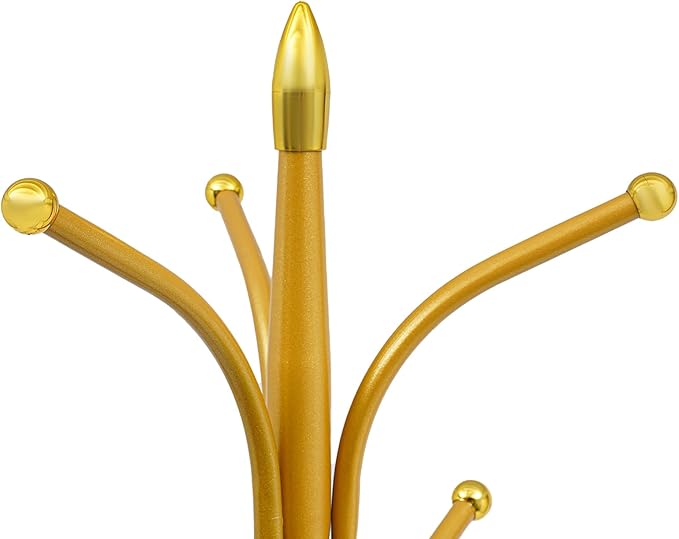 72.8in Coat Rack Freestanding 12 Hooks Coat Tree with Umbrella Holder Metal Modern Coat Hanger Stand for Entryway, Purse Rack Hat Rack Stand for Living Room Bedroom Office (Golden)