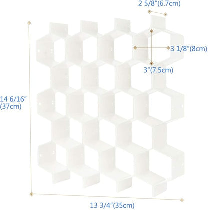 Poeland Drawer Divider Organizer Adjustable DIY Grid Honeycomb Drawer Divider for Underwear Belt Scarf Socks White