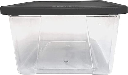 HOMZ 10-Pack Snaplock, Small Clear Plastic Storage Organizer Bins w/Lids, 6 Quart, Gray - Stackable Container Boxes for Bedroom, Bathroom, Garage, and Office Organization