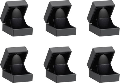 Allure - Luxury Earring Boxes With LED Light, Square Shaped Elegant Diamond Earring Case, For Unique Proposal, Engagement Or Wedding, Black Velvet Interior Jewelry Display Gift Box. 6 Boxes.