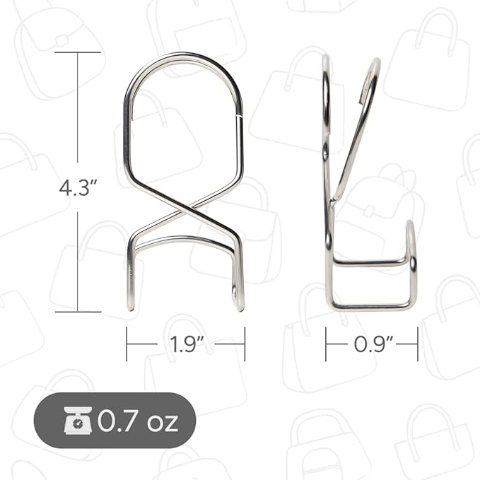 Wiosi Metal Purse Hanger Closet Set of 4 - Anti-Fall Heavy Duty Bag Organizer Hooks for Handbags, Backpacks & Totes, Durable Space Saving Bag Holder and Closet Hook