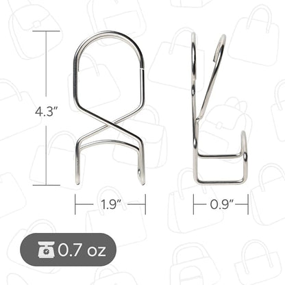Wiosi Metal Purse Hanger Closet Set of 4 - Anti-Fall Heavy Duty Bag Organizer Hooks for Handbags, Backpacks & Totes, Durable Space Saving Bag Holder and Closet Hook
