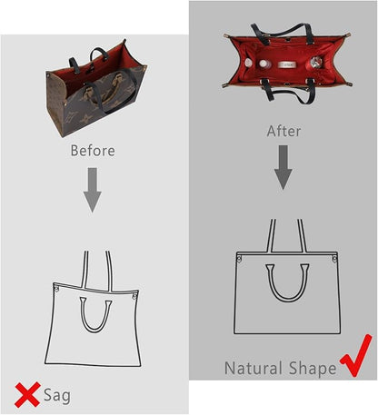 ZTUJO Purse Organizer Insert For Handbags, Silk Purse Organizer with Zipper, Silky Smooth, Bag Organizer For Speedy Neverfull Tote,onthego,Artsy, 6 Sizes(Slender Medium, Silky Red)