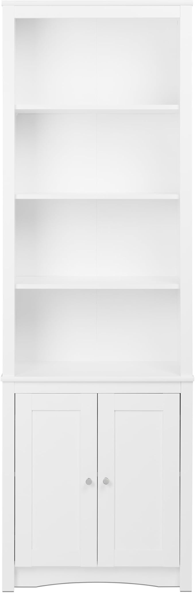 Prepac Sonoma Tall 6-Tier Bookcase 80"H with Doors & 2 Adjustable Shelves, White Storage Cabinet, Modern Display Cabinet, Bookshelf with Storage Shelves for Home Office, Living Room, Bedroom