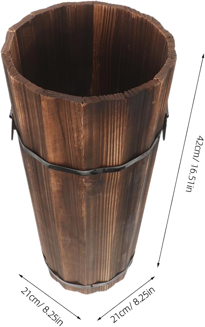 ABOOFAN Wood Umbrella Stand, 42cm Height, Freestanding Umbrella Storage Holder, Multi-Purpose Walking Stick Organizer for Hallway, Entryway, Office