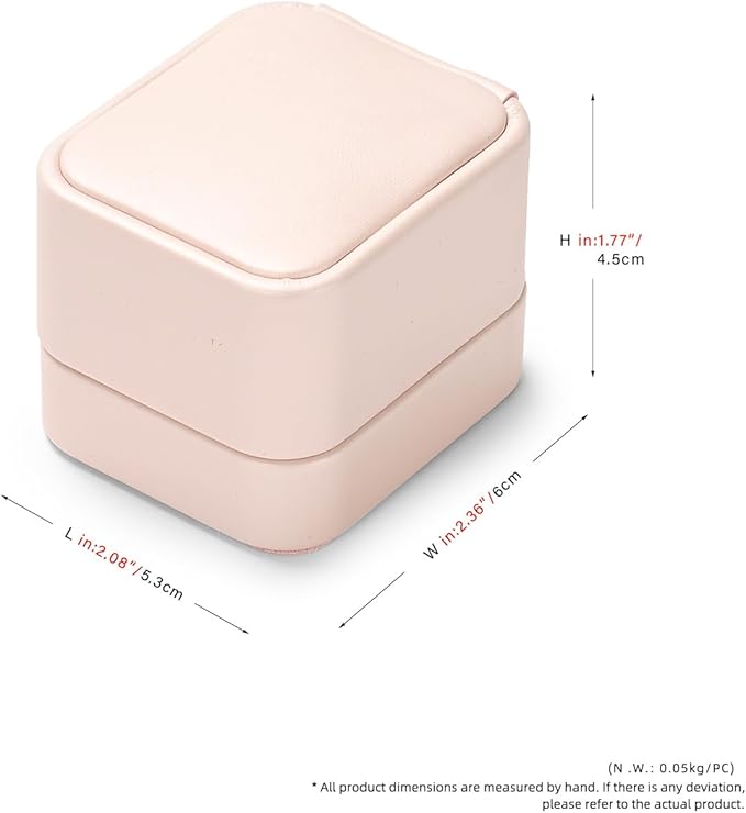 Pink Leather Ring Box Jewelry Gift Box Wedding Ring Case for Birthday, Proposal, Engagement,Wedding, Valentine's Day Gifts (Pink)