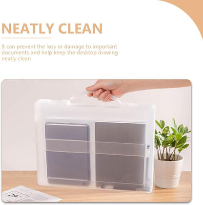 Hemoton Portable Multi-function Document Organizer Box with Buckle Lock Transparent Household File Case for Office and Home Storage Project File Holder for Papers and Magazines