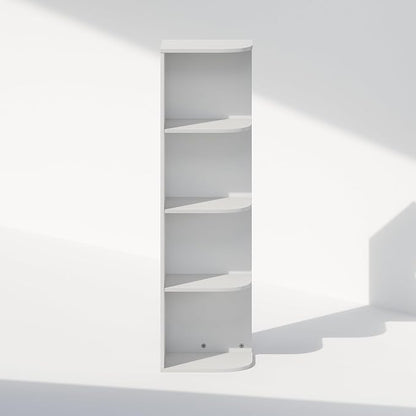 Furinno Reed Corner Shelf, 4-Tier Corner Bookshelf, Book Shelf, Corner Shelves, Storage Rack, for Organization and Storage, Home Office, Living Room, White