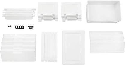 Plastic Dresser for Bedroom with 5 Drawers,Stackable Vertical Storage Tower, Small Dresser Chest of Drawers, Mobile Drawer Storage Cabinet with Wheels for Hallway Entryway,Bedroom Furniture (White)