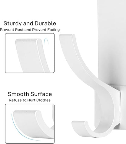 Optish Over The Door Hooks, Door Hanger Hooks for Hanging, Over The Doors Towel Racks for Bathroom with 10 Coat Hook, 2 Pack, Silver, Fit 1-3/4" Doors