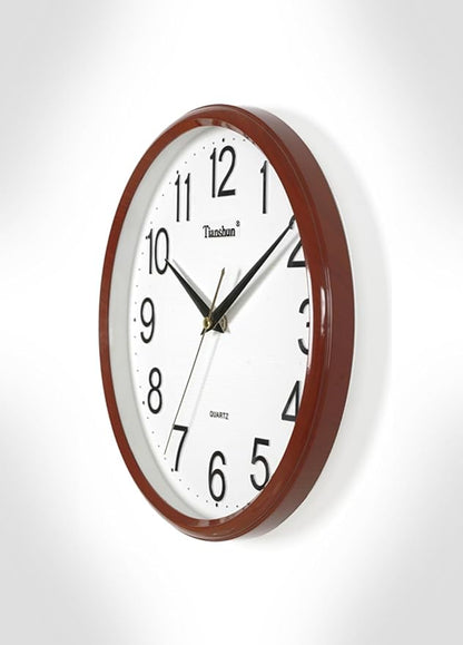 Wall Clock Silent Non-Ticking Battery Operated 12 Inch Wood Grain Large Easy to Read 3D Numbers for Office Living Room Bedroom Kitchen (Cherry Wood)