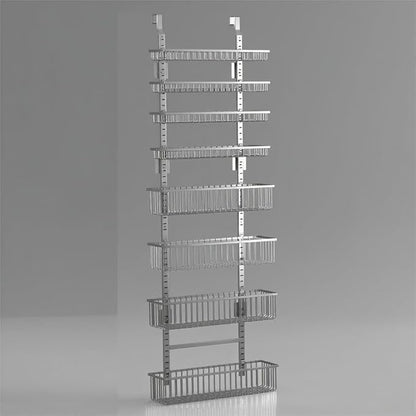 Moforoco Grey Over The Door Pantry Organizer, Pantry Door Organizer Shelves, Kitchen Organizers and Storage, Hanging Basket Wall Spice Rack Seasoning Shelves, Laundry Room Bathroom accessories