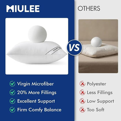 MIULEE 20x20 Inch Pillows Inserts, Pack of 2 Down Alternative Virgin Filling Comfy Support Throw Pillows for Sofa Couch Bed