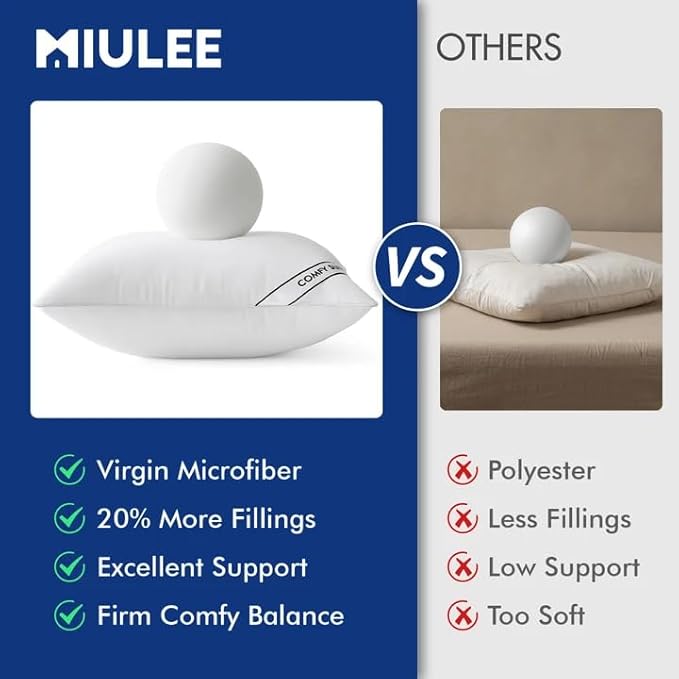 MIULEE 16x16 Inch Pillows Inserts, Pack of 4 Down Alternative Virgin Filling Comfy Support Throw Pillows for Sofa Couch Bed